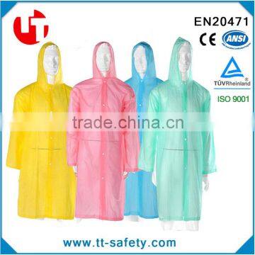 adult portable long size hooded clear reusable raincoat clear pvc raincoat