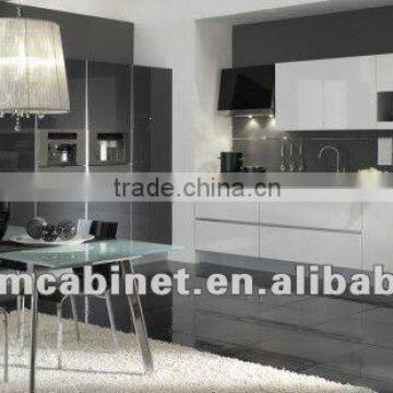 White And Grey Lacquer Kitchen Cabinet