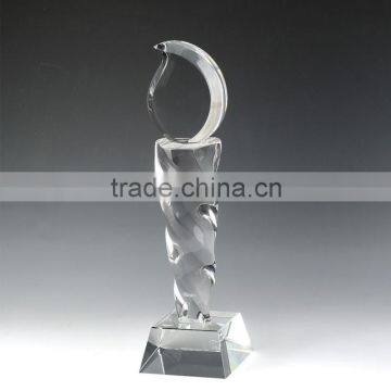 Oem torch award wholesale candle shape engrave with clear base K9 engraving blank figurine crystal flame trophy