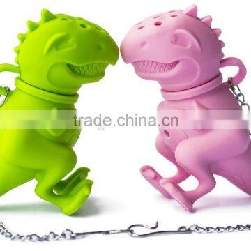 100% Food Grade Green Silicone Tea Rex Dinosaur Tea Infuser