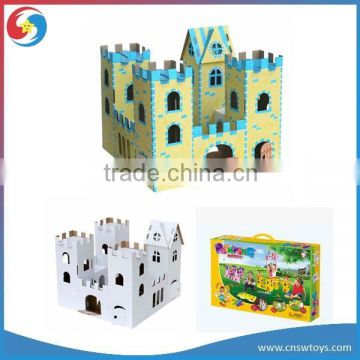 3d paper model toy cardboard puzzle for watercolor painting include watercolor brush