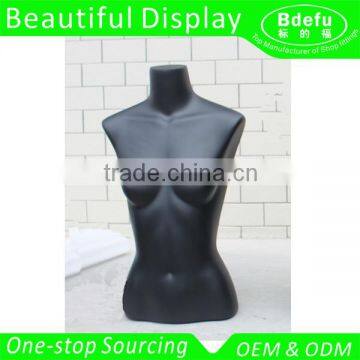 Black Matte Fiberglass Upper-Body Female Mannequin