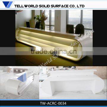 LED lighting salon furniture reception desk white gloss