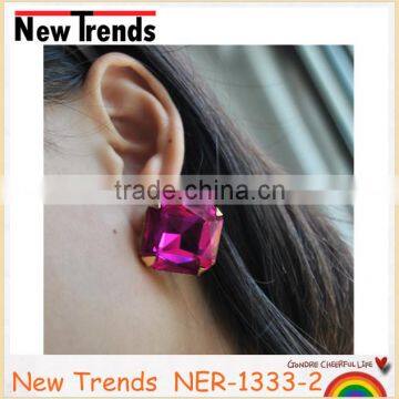 Handmade luxury big square crystal earring for young lady