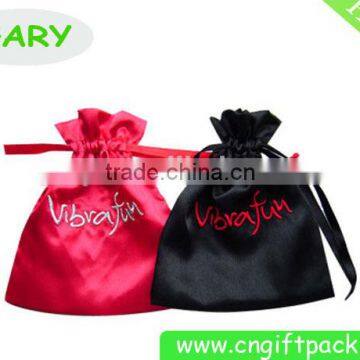 Custom Satin Drawstring Bag Pouch Embroidery photo-3