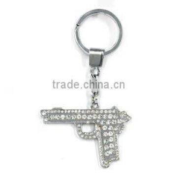 Bling Gun shaped Metal Keychain