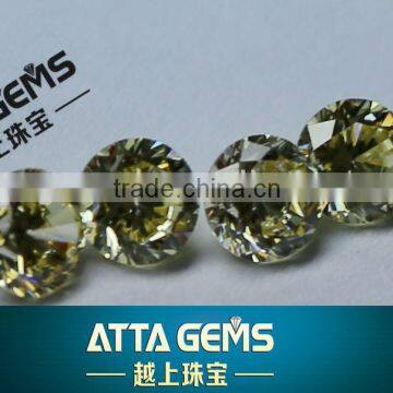 machine round cut light Yellow cubic zirconia