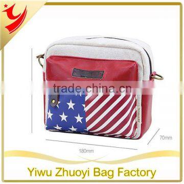 Promotional PU and Jute Messenger Bags, Printed with USA Flag