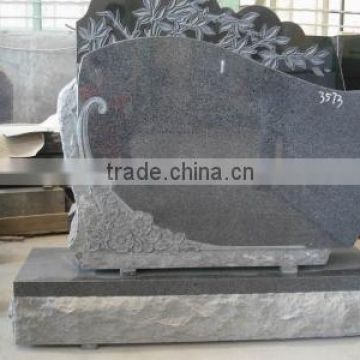 G654 China grey granite headstones,granite tree carving headstone