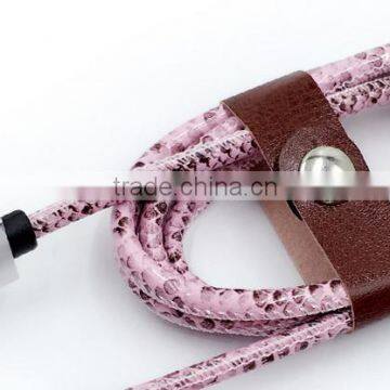Snake Leather Aluminum Alloy Mobile Phone USB Cable For Smart Phone