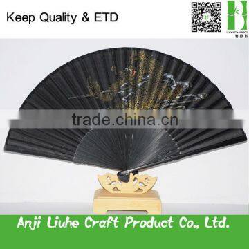 Chinese style bamboo folding fan with black ribs