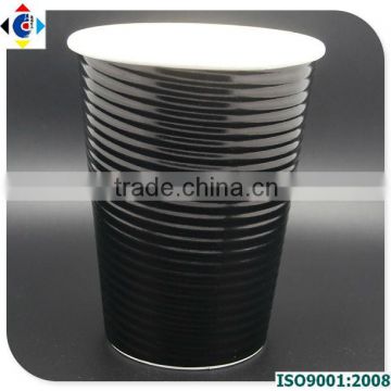 8oz Custom Logo Print Black Horizontal Ripple Coffee Paper Cups