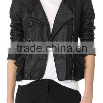 short women leather jacket