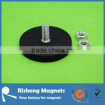 Sign neodymium magnet with threaded shaft Ring magnet with rubber coating