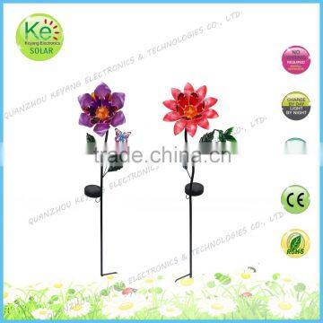 Solar power metal flower sunlight led light for pool garden