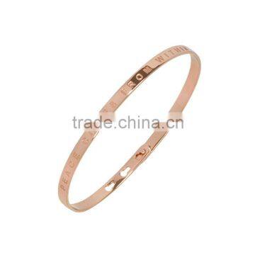 Memories Bangles With Customize Design Word 'PEACE COME FROM WITHIN' With 4mm/7mm Width photo-2