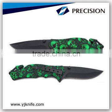 MU-A001GNSC Green Skull Zombie Camo Handle Tactical Training Knife