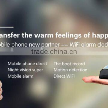 720p H.264 WIFI clock camera voice intercom motion detection night vision boot record alarm camera