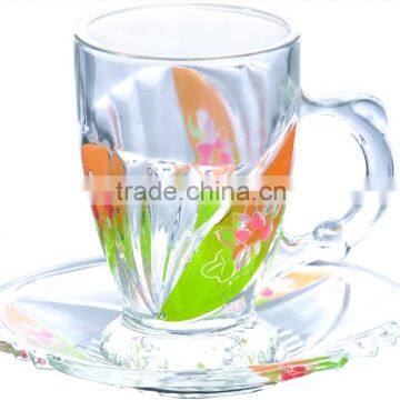 glass coffee tea cup and saucer