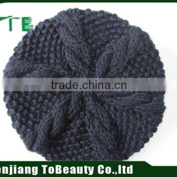 Winter warm 100% wool knit custom beret beanie