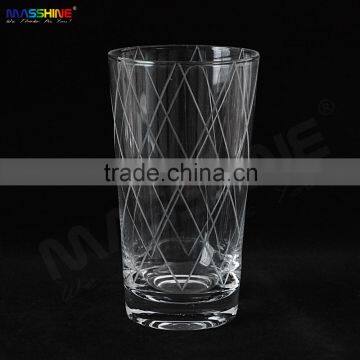 Manufacturer High Quality Borosilicate Transparent Glass Cup With Cross Hatching