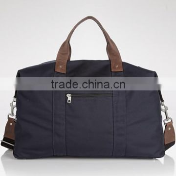 Nylon gym sport duffel travel bag with leather trim