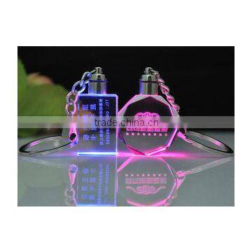 china supply flash light crystal glass keychains 30mm for gift R-1461