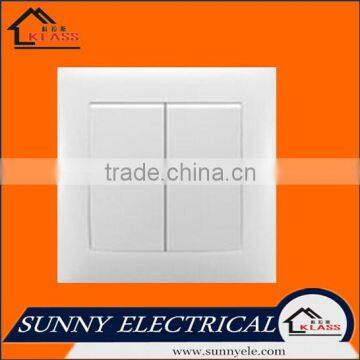 European style white plastic 2 gang 2 way switch