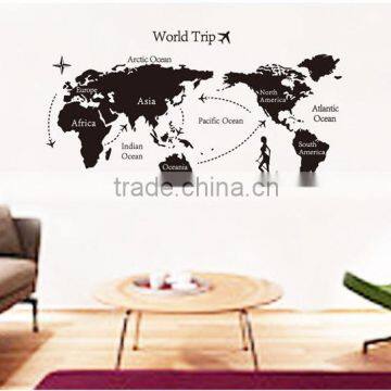 New style decorative pvc decal world map wall sticker