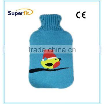 hot water bag with bird knitted cover