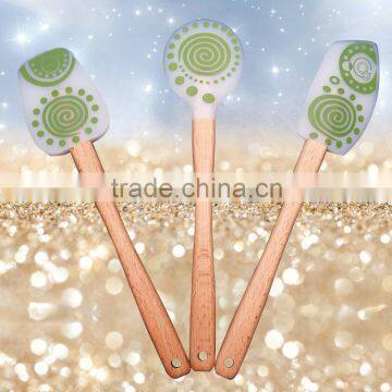 Feiaoda OEM Factory Silicone Wooden Non-stick Spatula Set of 3 photo-2