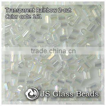 High Quality Fashion JS Glass Seed Beads - 161# Rainbow Transparent 2-CUT Beads For Garment & Jewelry