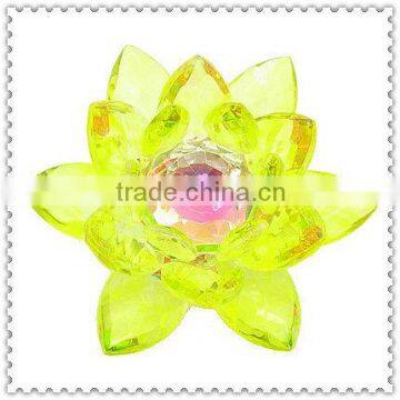 Chinese Yellow Crystal Lotus Figurine For Wedding Table Centerpiece photo-1