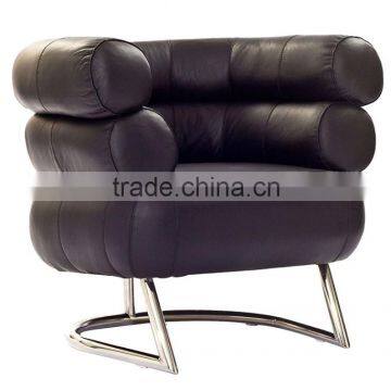 Genuine Leather BIBENDUM ARMCHAIR with stainless steel base