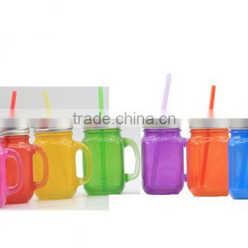 450ml 16oz fancy color pump lid glass mason jar wholesale