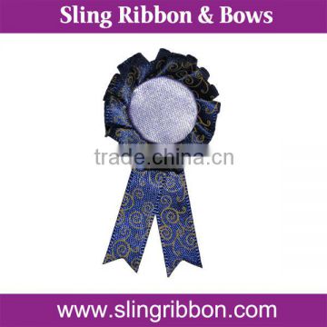 Printed Navy Blue Ribbon Rosette Medal And Ribbon