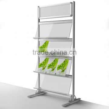 Aluminum-alloy acrylic magazine floor display stand