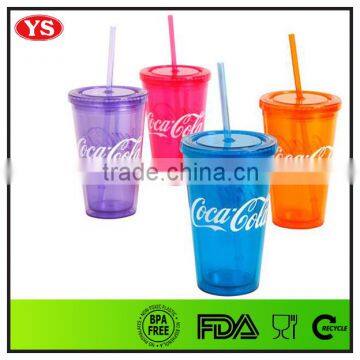 Best Selling Products 16 oz Double Wall Plastic Cup With Straw for Beverage