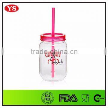 25 oz Single Wall Plastic Acrylic Jars With Straw and Lid photo-2