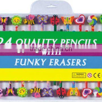 Funky pencil with eraser set