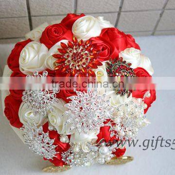 Gorgeous red wedding bouquet crystal bouquet jewelry