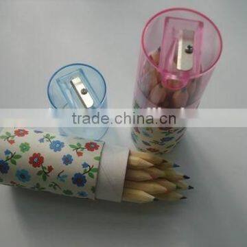 wholesale 3.5inch short wood color pencil with sharpener for promotion