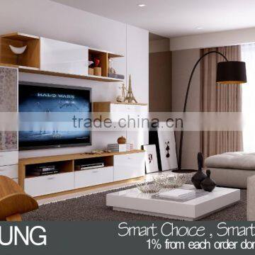 Homesung modern high gloss white lacquer tv stand