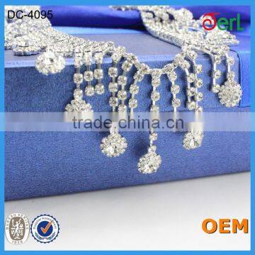 Wholesale Popular Rhinestones Crystal Tassel Lace Chain for Bridal Wedding Dress