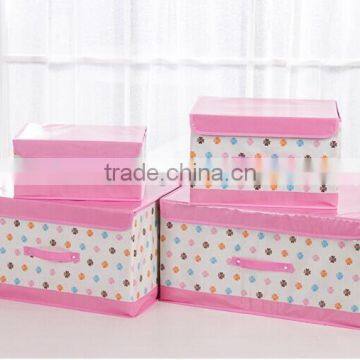 flip-open cover storage box pink water-proof nylon foldable printed storage bag