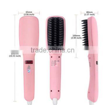 2 In 1 LCD PTC Heating + Ionic Electric Fast Hair Straightener Brush Hair Straightener Comb Straightening Brush