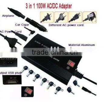 3 in 1 100W AC/DC Adapter Universal Laptop Adapter