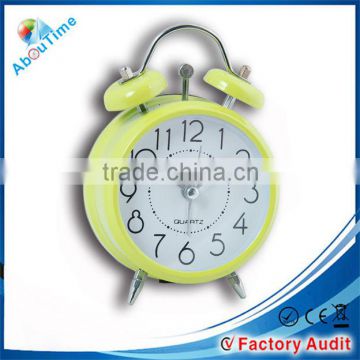 Mini metal twin bell table clock with alarm function from Fuzhou China