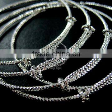 65mm Diameter Brass Silver Plated Faceted Simple Adjustable Wiring Bracelet for Beading 1900075 photo-2