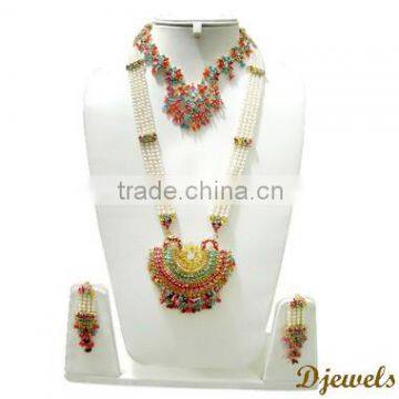 22 K Gold Kundan Necklace Sets, Indian Bridal Jewelry, Kundan Jewelry Sets